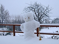 Schneemann bei uns im Garten